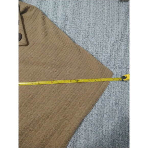 La Moda One Size Poncho Beige Brown Buttons Boho Cozy - Picture 8 of 8